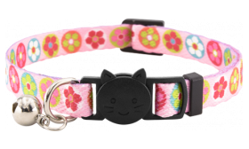 Rosa Blumen-Sicherheits-Katzenhalsband mit Glöckchen, verstellbar, leicht, kombiniert Stil mit Sicherheit.