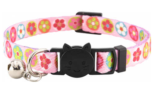 Katzenhalsband mit lustigem Muster Rosa Blumen-Sicherheits-Katzenhalsband mit Glöckchen, verstellbar, leicht, kombiniert Stil mit Sicherheit.