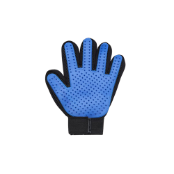 Blaue Pflegehandschuh für Hunde, mit verbesserten fünf Fingern und Gummispitzen, mit verstellbarem Riemen.